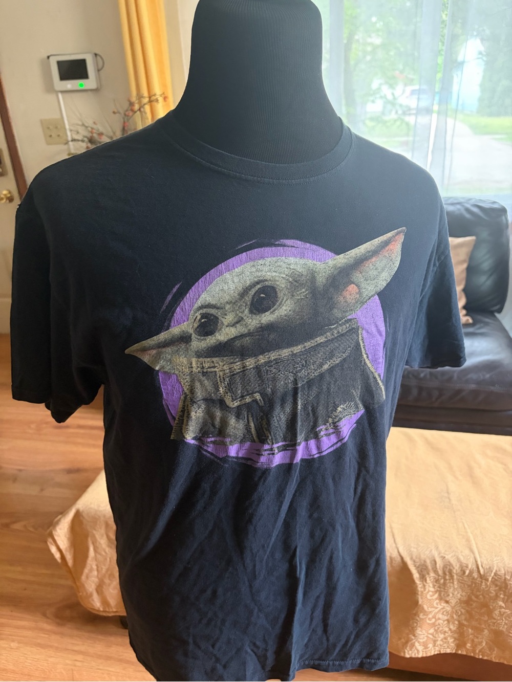 Star Wars Black T‑Shirt with Grogu Purple Accent